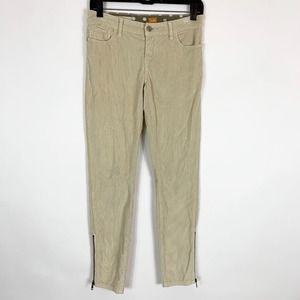 Anthropologie Pilcro and the Letterpress Pant 25 Skinny Corduroy Beige Ankle Zip